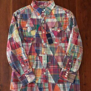 Polo Ralph Lauren Mens L Patchwork Plaid Madras Colorado Cowboy Western Shirt